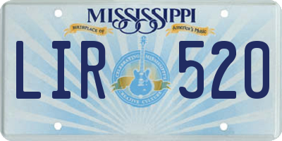 MS license plate LIR520
