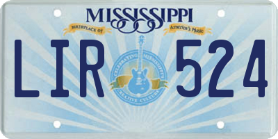 MS license plate LIR524
