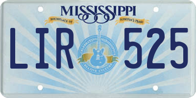 MS license plate LIR525