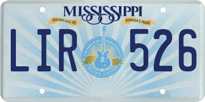 MS license plate LIR526