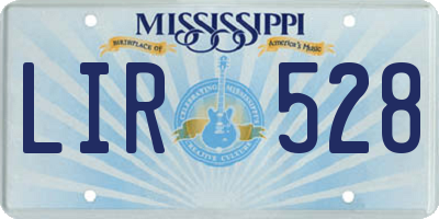MS license plate LIR528