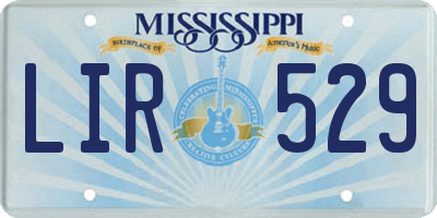 MS license plate LIR529
