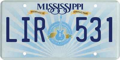 MS license plate LIR531