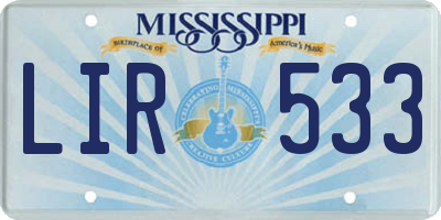 MS license plate LIR533