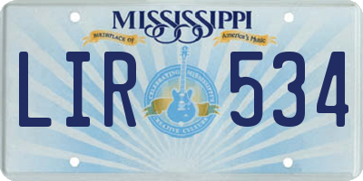 MS license plate LIR534
