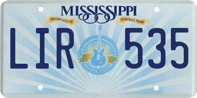 MS license plate LIR535