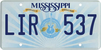 MS license plate LIR537
