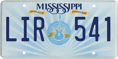 MS license plate LIR541