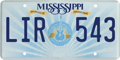 MS license plate LIR543
