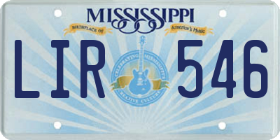 MS license plate LIR546