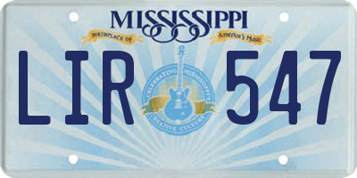 MS license plate LIR547