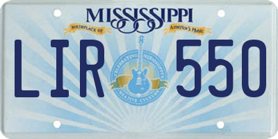 MS license plate LIR550