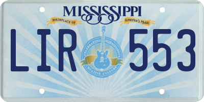 MS license plate LIR553