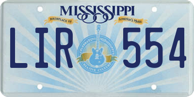 MS license plate LIR554