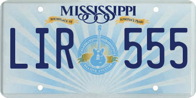 MS license plate LIR555