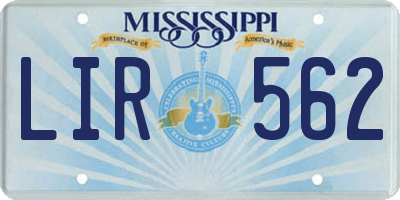 MS license plate LIR562