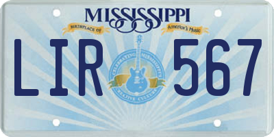 MS license plate LIR567
