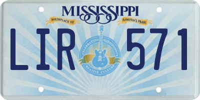 MS license plate LIR571