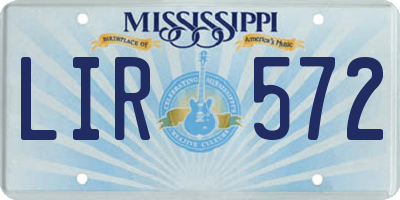 MS license plate LIR572