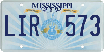 MS license plate LIR573