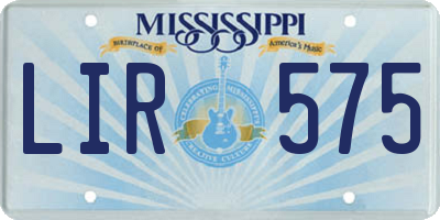 MS license plate LIR575