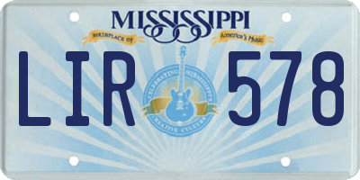 MS license plate LIR578