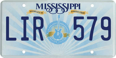 MS license plate LIR579