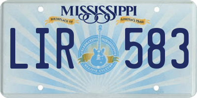 MS license plate LIR583