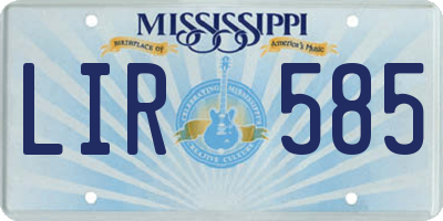 MS license plate LIR585
