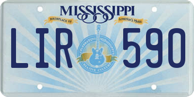 MS license plate LIR590