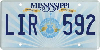 MS license plate LIR592