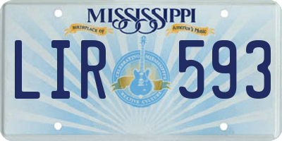 MS license plate LIR593