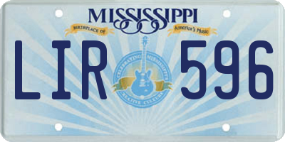 MS license plate LIR596