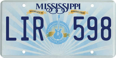 MS license plate LIR598
