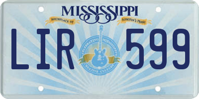 MS license plate LIR599