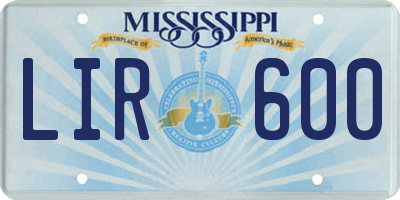 MS license plate LIR600