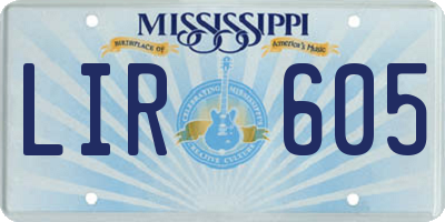 MS license plate LIR605