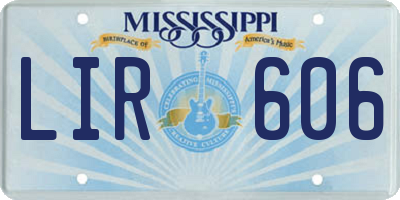 MS license plate LIR606