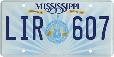 MS license plate LIR607