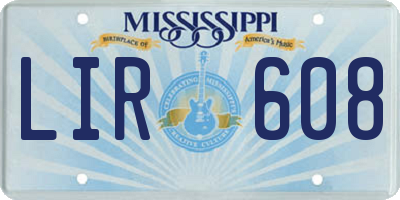 MS license plate LIR608