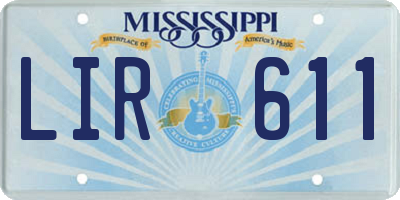 MS license plate LIR611