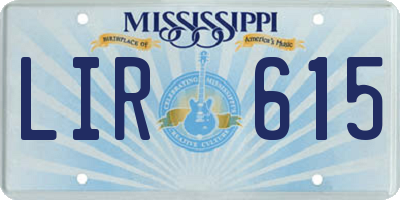 MS license plate LIR615
