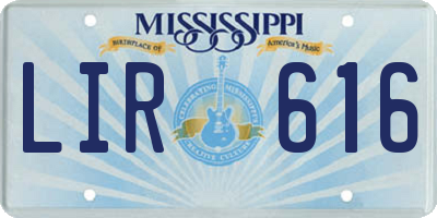 MS license plate LIR616