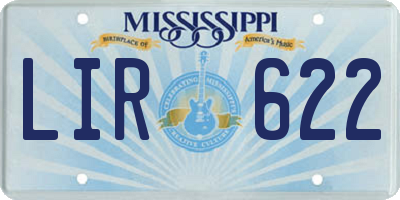 MS license plate LIR622