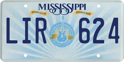 MS license plate LIR624