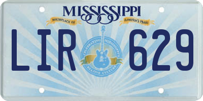 MS license plate LIR629