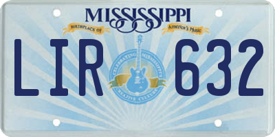 MS license plate LIR632