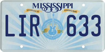 MS license plate LIR633