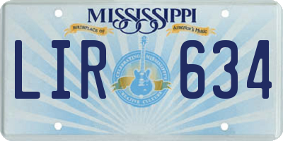 MS license plate LIR634