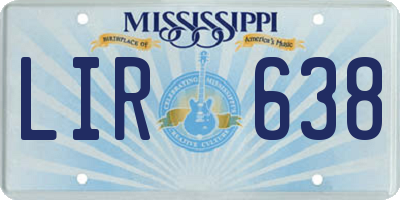 MS license plate LIR638
